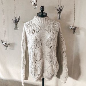Massiomo Dutti Leaves Design Knit Wool Sweater